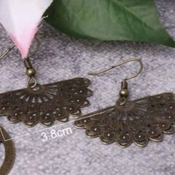 boho Bronze Fan Earrings - Picture 3 of 3